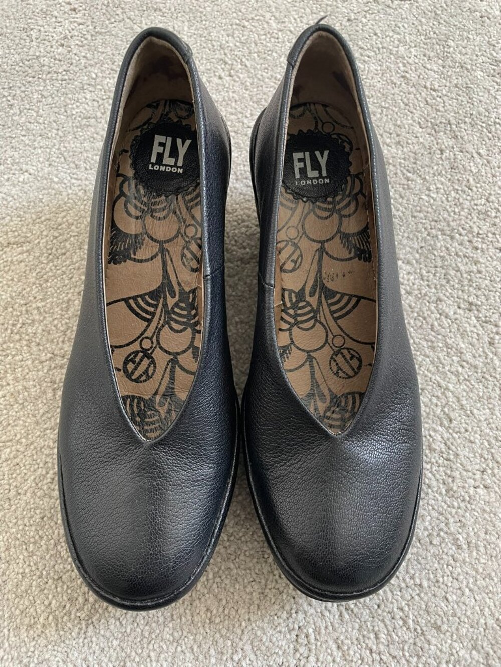 Fly London Yaz Black Wedge Pump Size 38